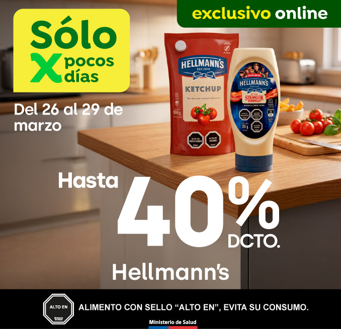 Bombazo excl ecomm - Hellmann's hasta 40% dcto. - 26-03-2026 al 29-03-2026