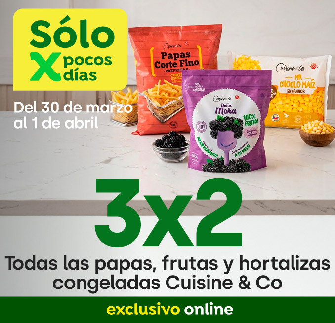 Bombazo excl ecomm - BOMBAZO 3X2 TODAS LAS PAPAS, FRUTAS Y HORTALIZAS CONGELADAS C&CO - 30-03-2026 al 01-04-2026