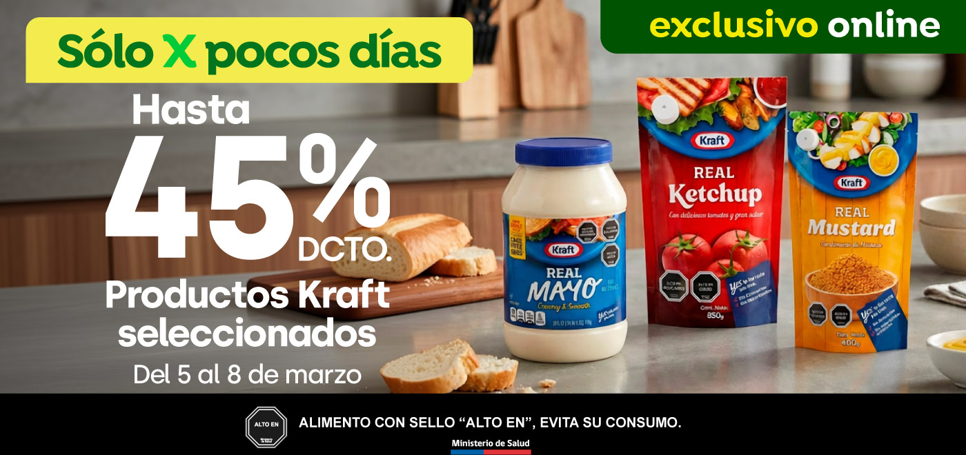 Bombazo excl ecomm - Todo kraft hasta 45% dcto. - 05-03-2026 al 08-03-2026
