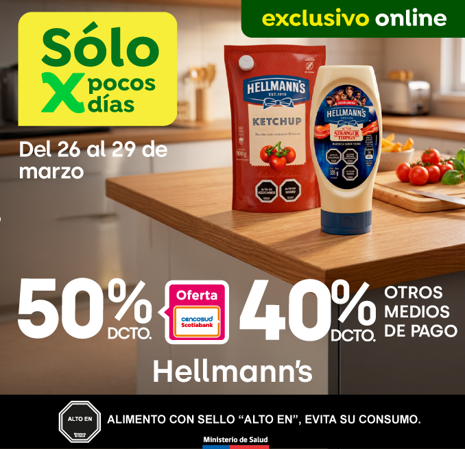 Bombazo excl ecomm - Hellmann's hasta 40% dcto. - 26-03-2026 al 29-03-2026
