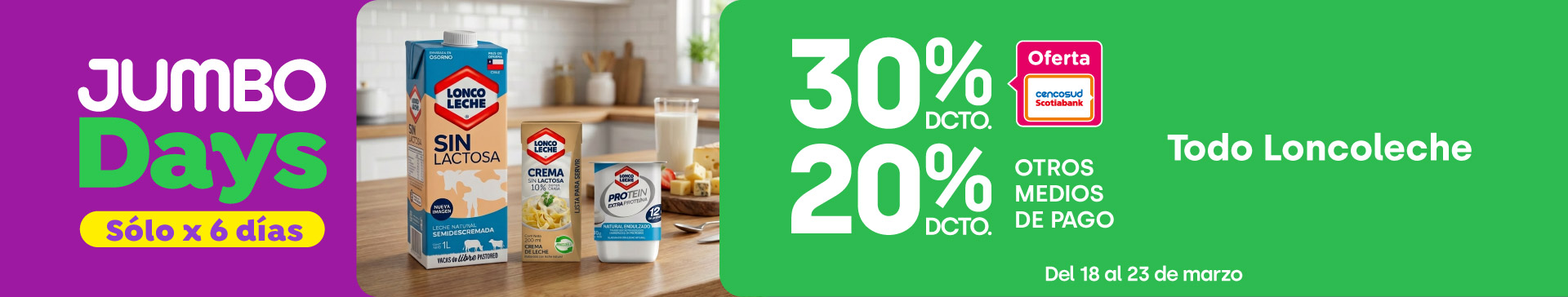 Ciclos - Todo Loncoleche 20%dcto TMP 30%dcto TC  - 18-03-yyyy al 23-03-yyyy