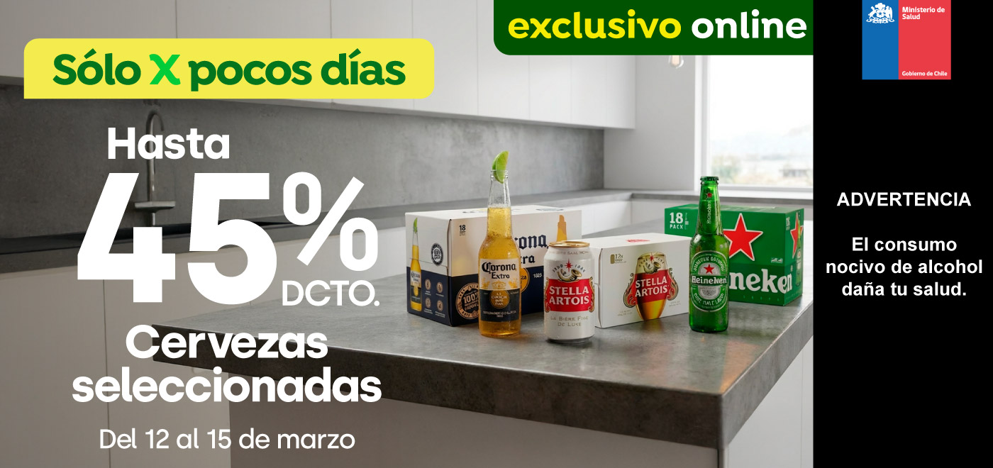 Bombazo excl ecomm - Cervezas seleccionadas hasta 45% descto - 12-03-yyyy al 15-03-yyyy