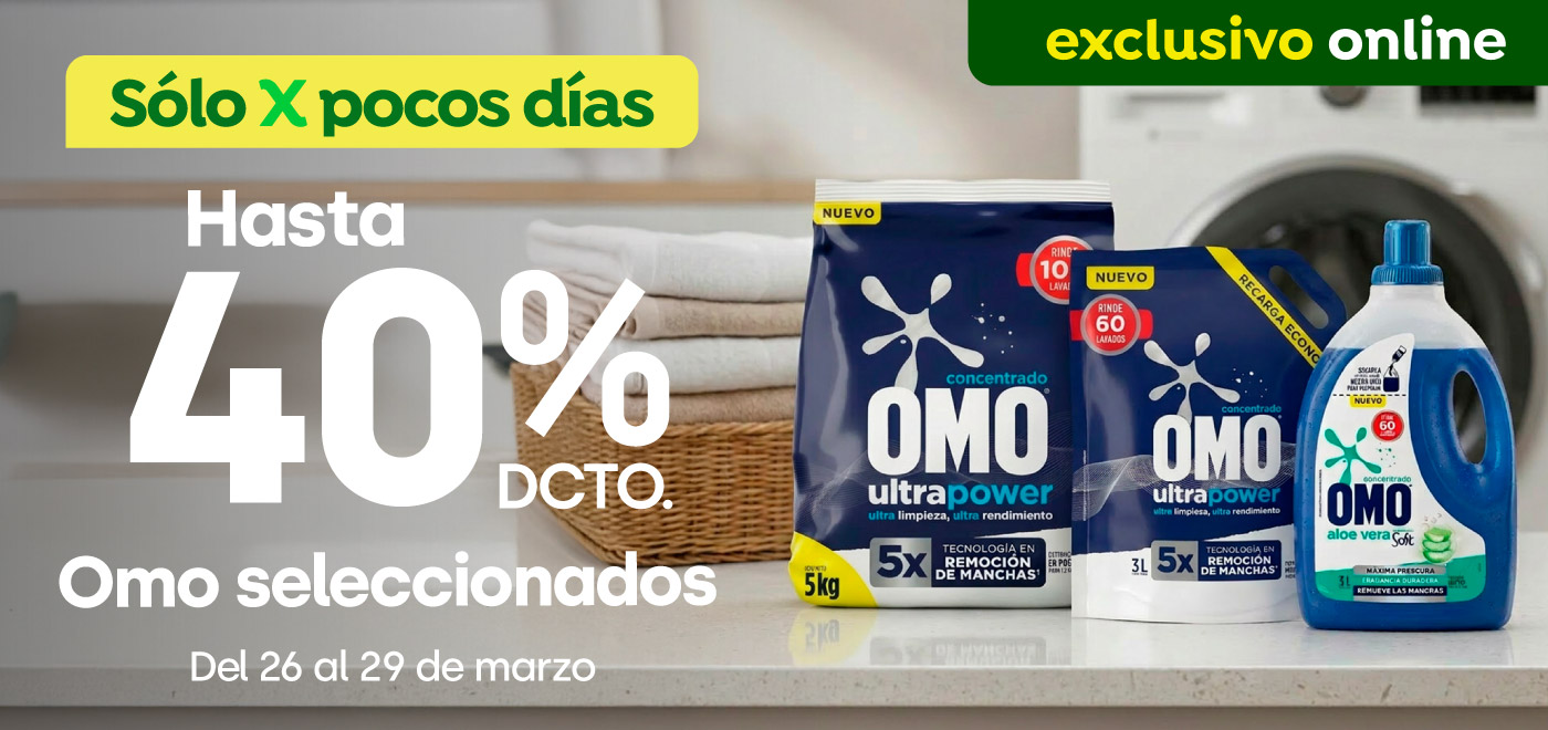 Bombazo excl ecomm - Omo hasta 40% dcto en productos seleccionados - 26-03-2026 al 29-03-2026