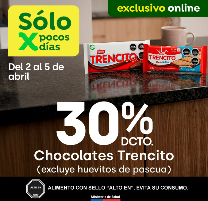 Bombazo excl ecomm - TODO TRENCITO 30% (EXCLUYE HUEVITOS PASCUA) - 02-04-2026 al 05-04-2026