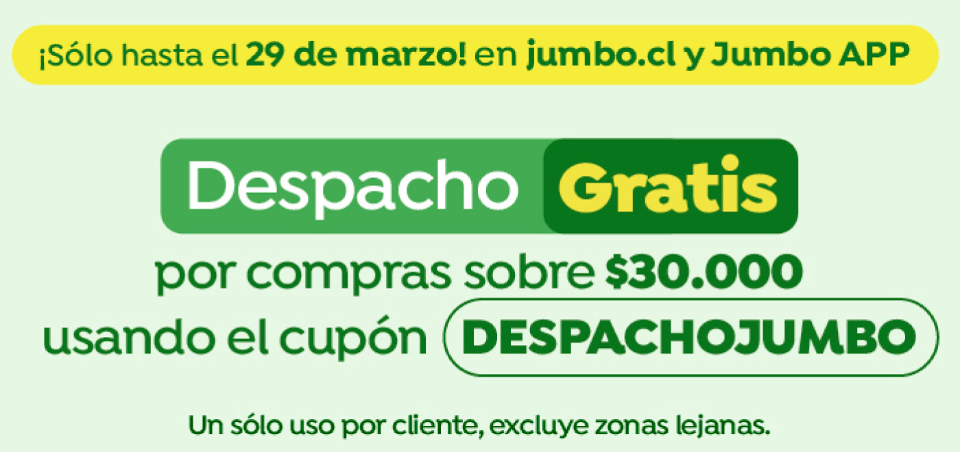 Bombazo excl ecomm - Despacho gratis sobre 30.000 CUPON: DESPACHOJUMBO - 23-03-2026 al 29-03-2026