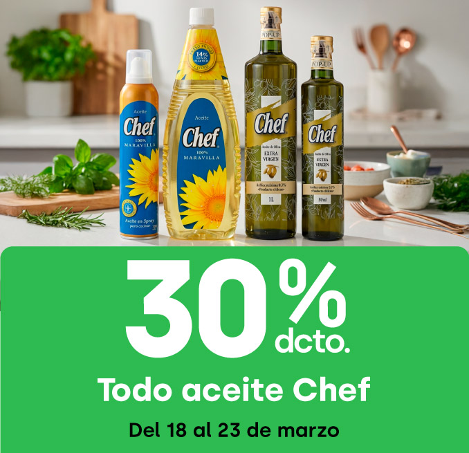 Ciclos - Todo aceite Chef 30%dcto  - 18-03-yyyy al 23-03-yyyy