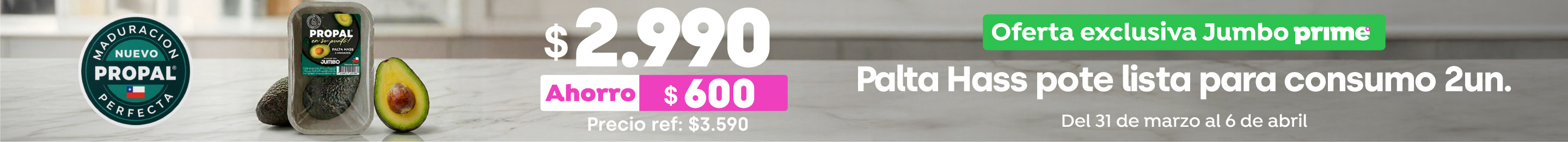Huincha home proveedor - Palta Hass Pote Listo para Consumo 2 un. $2.990 / P.ref $3.590 - 31-03-martes al 06-04-lunes