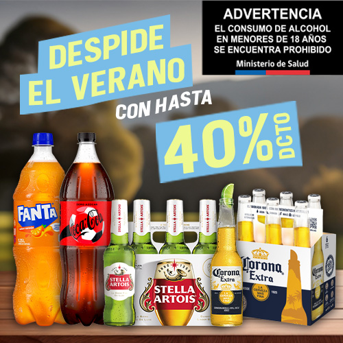 Cervezas y Bebidas hasta 40% dcto.