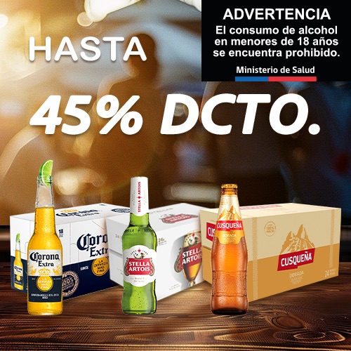 Cervezas hasta 45% dcto.