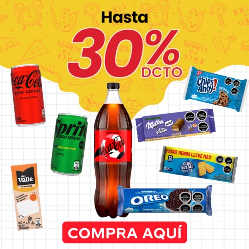 Bebidas, jugos y galletas hasta 30%
