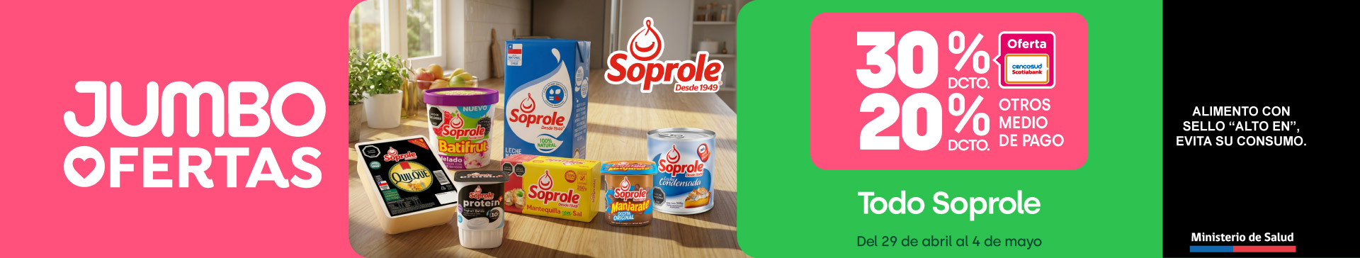 Banner ppal proveedor - SOPROLE - TODO SOPROLE 30% TC 20% TMP - 29-04-2026 al 04-05-2026