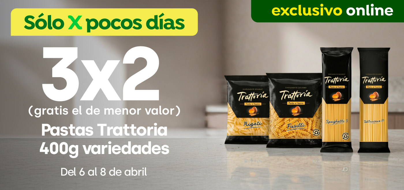 Bombazo excl ecomm - PASTAS TRATTORIA 400G VARIEDADES 3X2 - 06-04-2026 al 08-04-2026