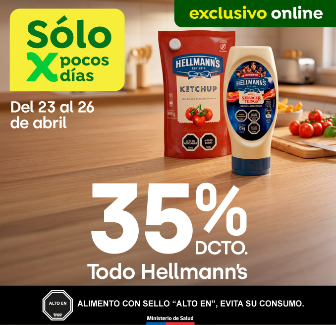  Excl ecomm todo Hellmann's hasta 35%