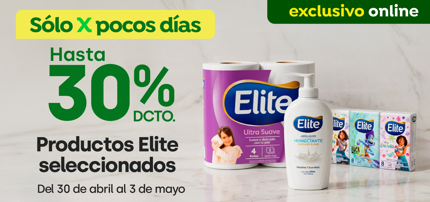  Excl ecomm softys elite hasta 30% . 30 04 2026 al 03 05 2026