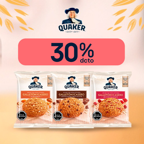 Galletones Quaker 30% dcto.