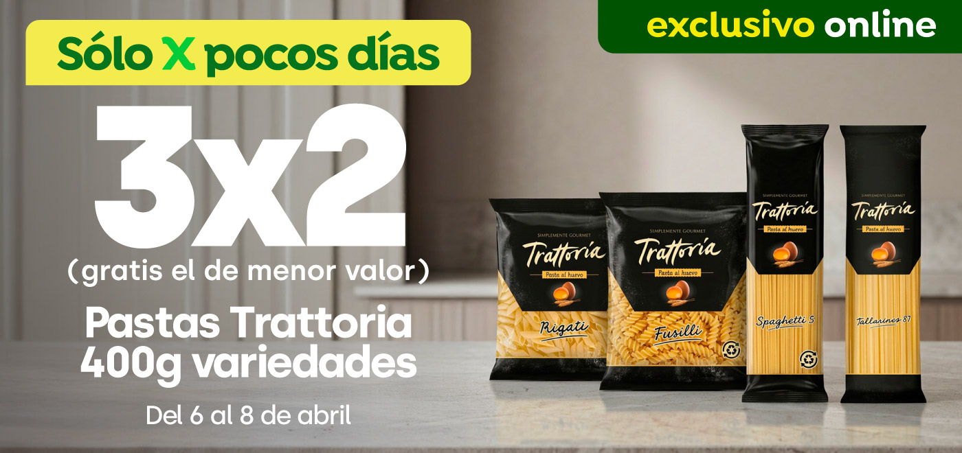 Bombazo excl ecomm - PASTAS TRATTORIA 400G VARIEDADES 3X2 - 06-04-2026 al 08-04-2026