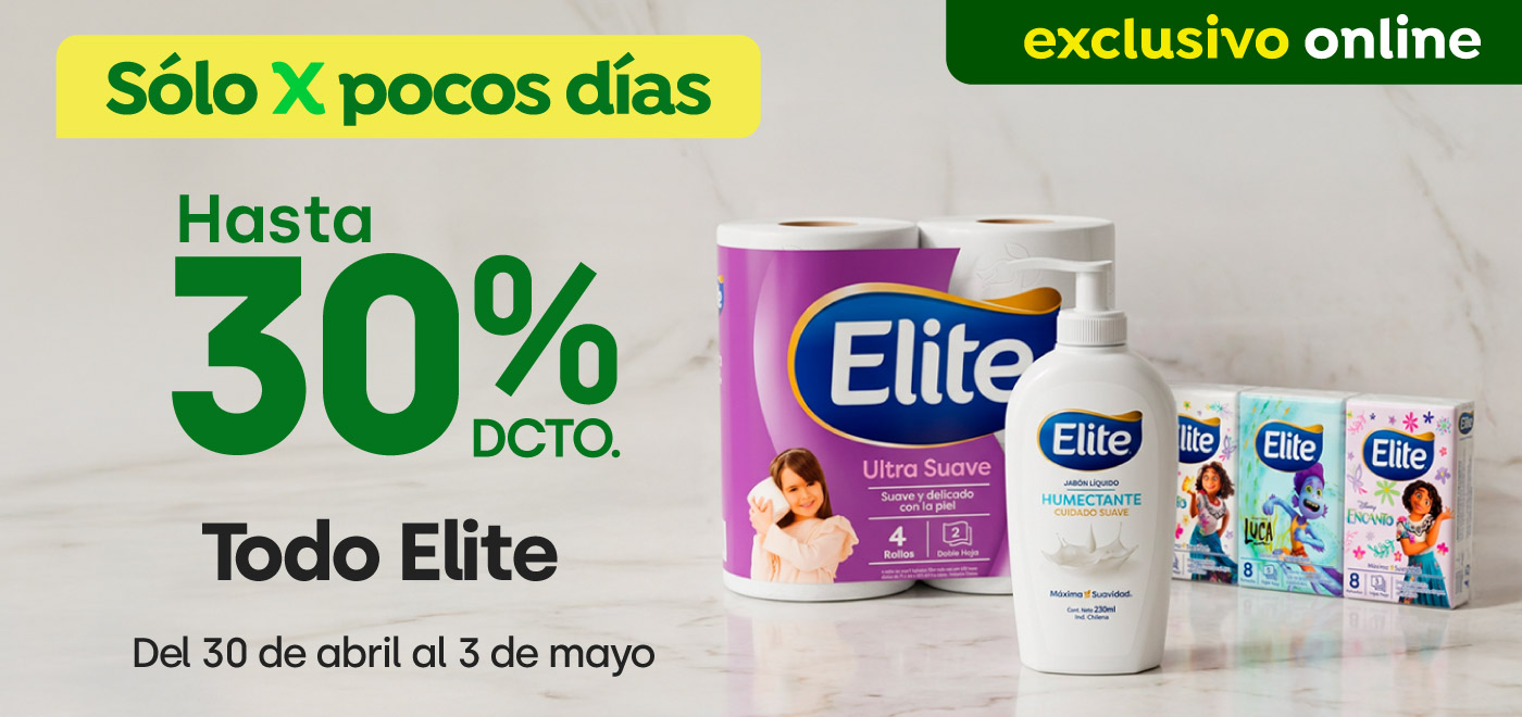  Excl ecomm softys elite hasta 30% . 30 04 2026 al 03 05 2026
