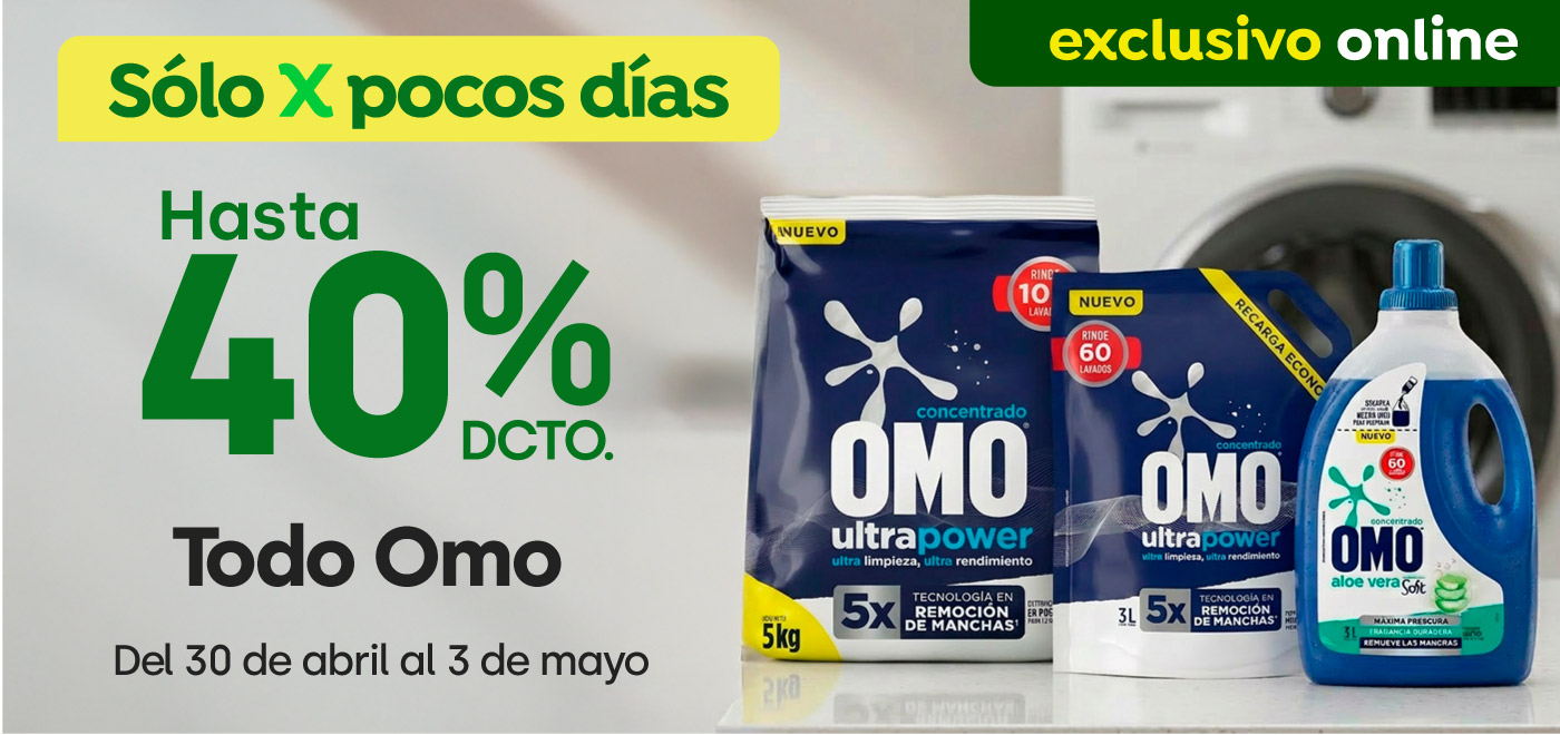 Excl ecomm unilever Omo hasta 40% . 30 04 2026 al 03 05 2026