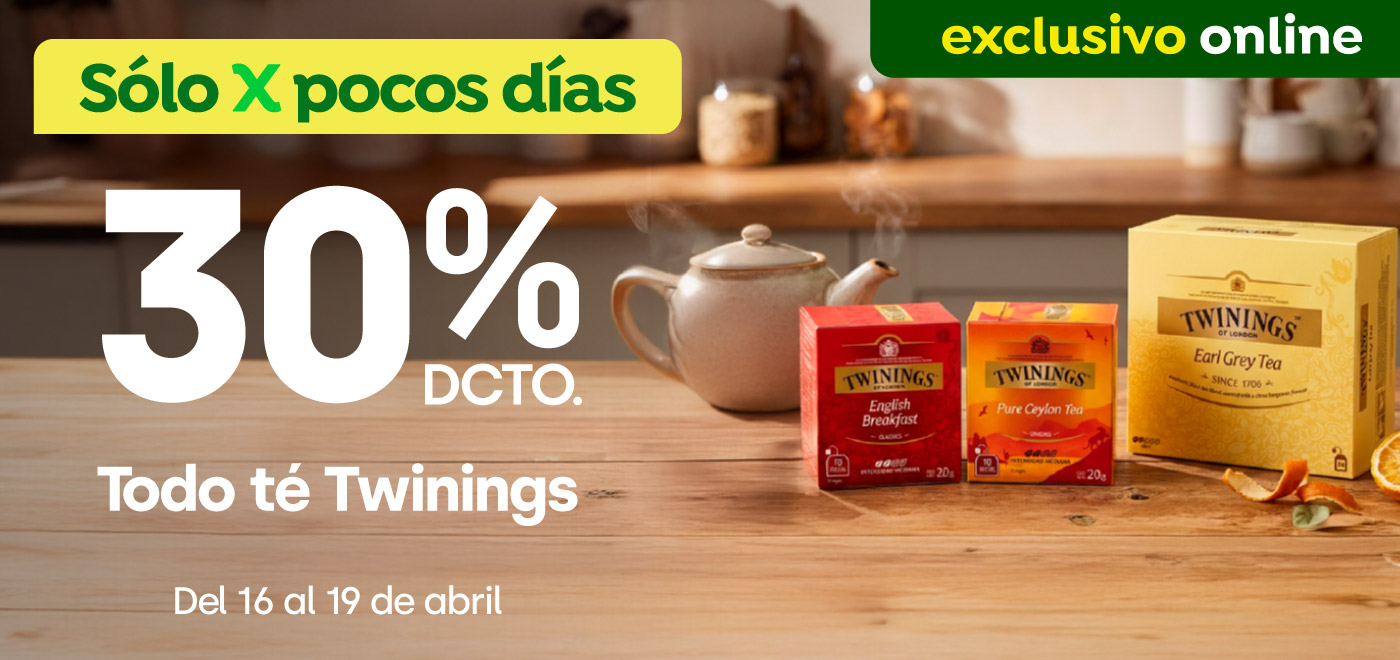 Bombazo exclusivo ecomm - Todo té Twinings 30% dcto - 16-04-2026 al 19-04-2026