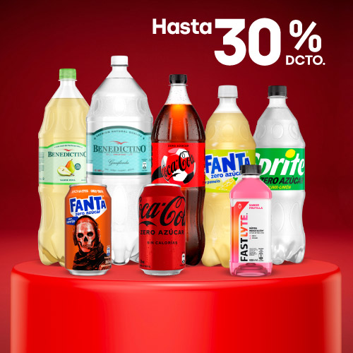 Bebidas, Aguas y Jugos hasta 30% dcto.