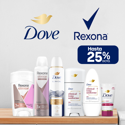 Rexona y Dove hasta 25% dcto.