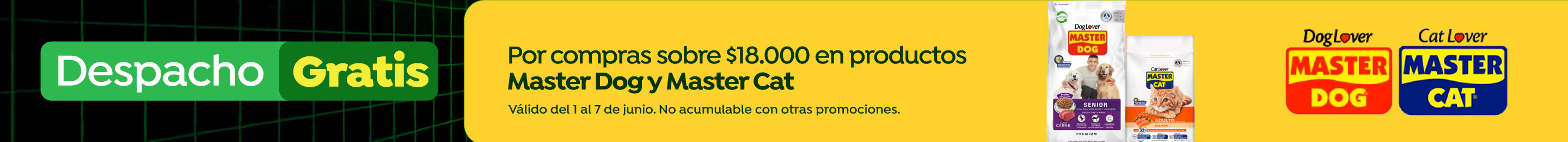 Dsp gratis - CAROZZI - MASTERDOG Y MASTERCAT SOBRE 18.000 - 01-06-2026 al 07-06-2026