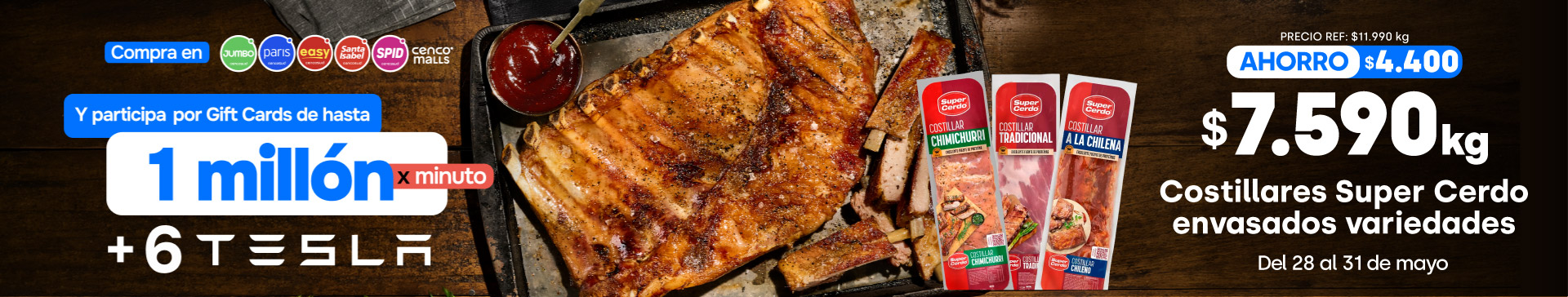 COSTILLARES SUPER CERDO VARIEDADES ENVASADO $7.990