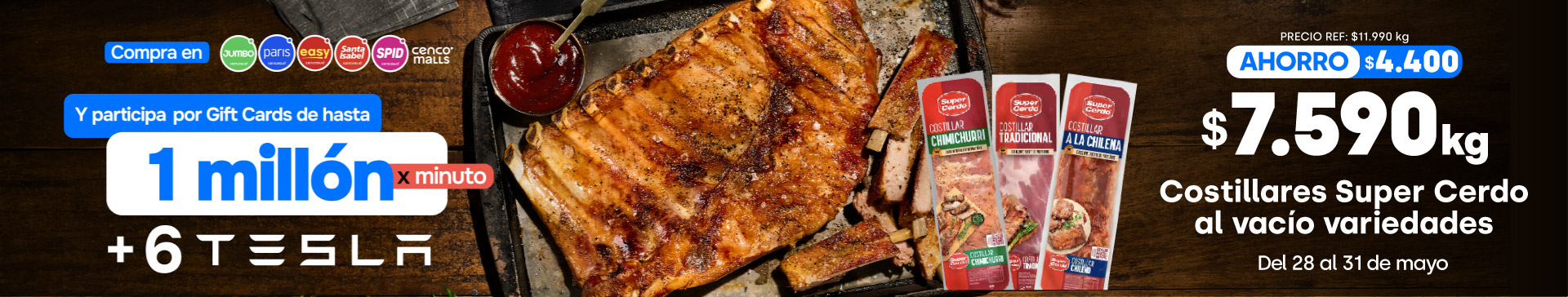COSTILLARES SUPER CERDO VARIEDADES ENVASADO $7.990