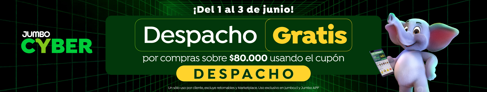 dsp gratis 3 días por compras sobre $80.000
