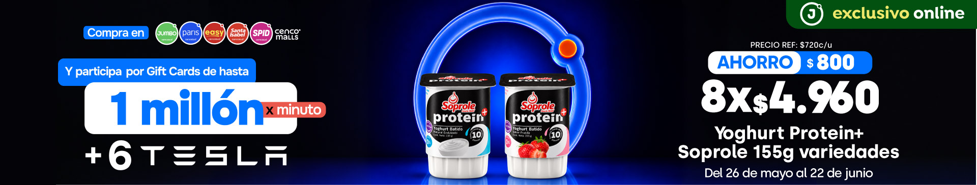 Exclusivas - YOGURT PROTEIN+ SOPROLE 155G VARIEDADES 8X4960 - 26-05-yyyy al 22-06-yyyy