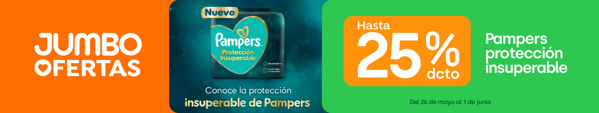 Banner ppal proveedor - P&G - PAMPERS PROTECCIÓN INSUPERABLES HASTA 25% - 26-05-2026 al 31-05-2026