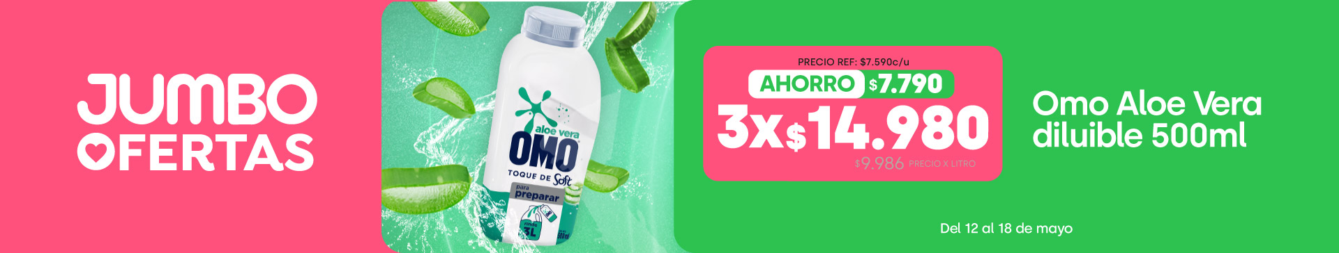 Banner ppal proveedor - UNILEVER - Omo Aloe Vera diluible 3x14.980 - 12-05-2026 al 18-05-2026