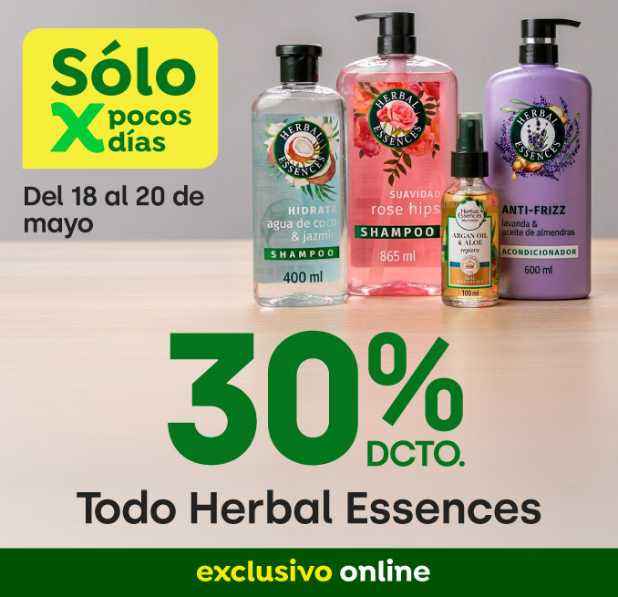 Bombazo excl ecomm - Todo Herbal Essences 30% - 18-05-2026 al 20-05-2026
