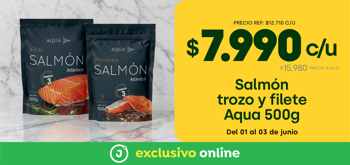 salmón trozo y filete aqua 500GR