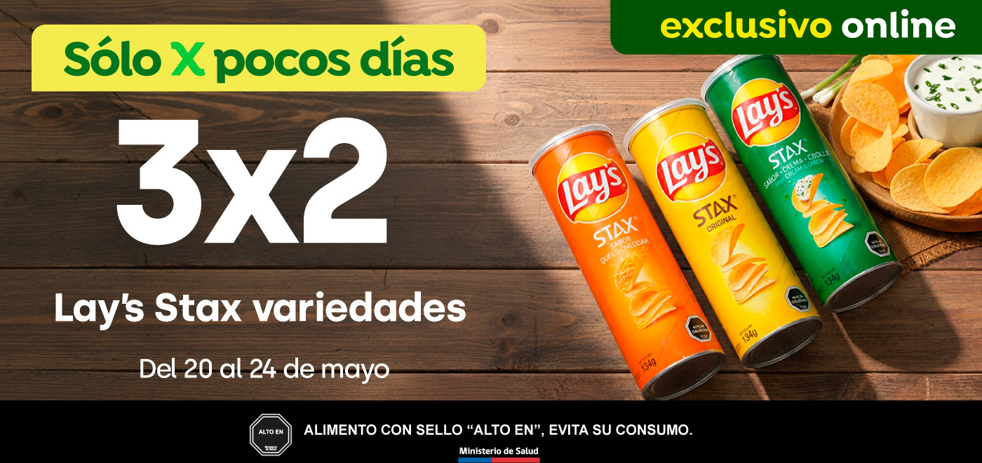 Bombazo excl ecomm - 3x2 en Lays Stax - 20-05-2026 al 24-05-2026