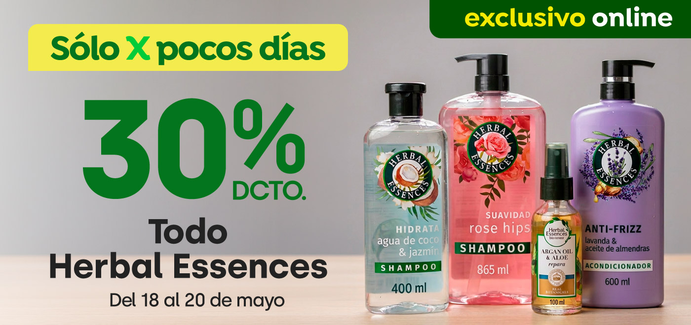 Bombazo excl ecomm - Todo Herbal Essences 30% - 18-05-2026 al 20-05-2026