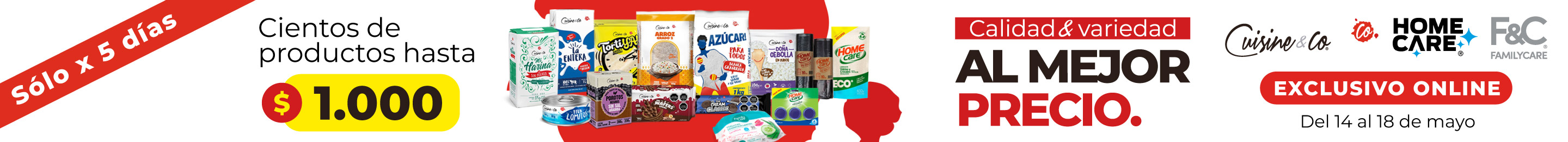 Excl ecomm cientos de productos hasta 1.000 Cuisine & Co 14 05 2026 al 18 05 2026