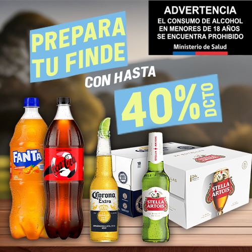 Hasta 40% dcto. Bebidas y Cervezas