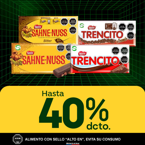 Hasta 40% dcto. Nestlé chocolates y galletas