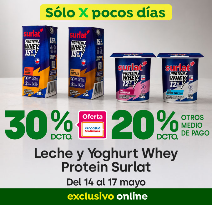 Excl ecomm quillayes surlat leches y yoghurt whey protein 20% 30% tc 14 05 2026 al 17 05 2026