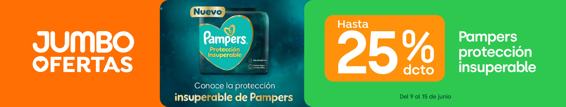 Banner ppal proveedor - P&G - PAMPERS PROTECCIÓN INSUPERABLES HASTA 25% - 09-06-yyyy al 15-06-yyyy