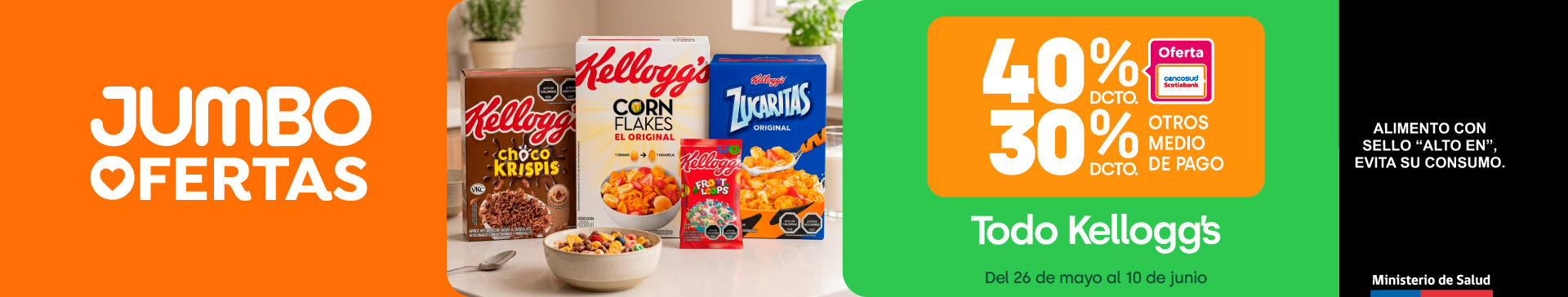 Especial - Todo Kellogg´s 40%dcto. TC 30%dcto. TMP  - 26-05-2026 al 10-06-2026