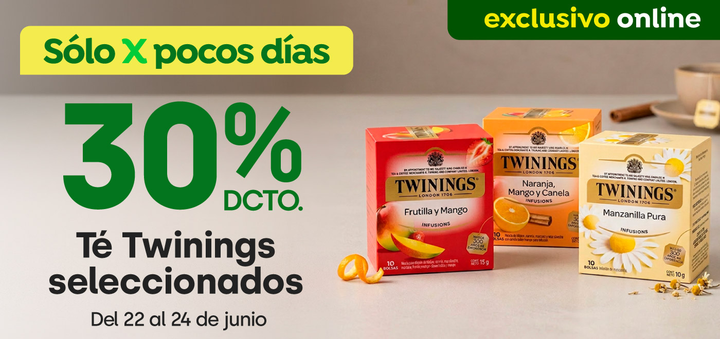 Bombazo excl ecomm - TE TWININGS SELECCIONADOS 30% DCTO - 22-06-yyyy al 24-06-yyyy