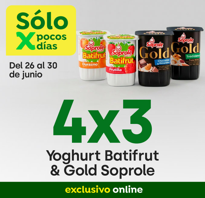 Bombazo excl ecomm - Soprole - 4X3 Yoghurt Batifrut & Gold - 26-06-2026 al 30-06-2026