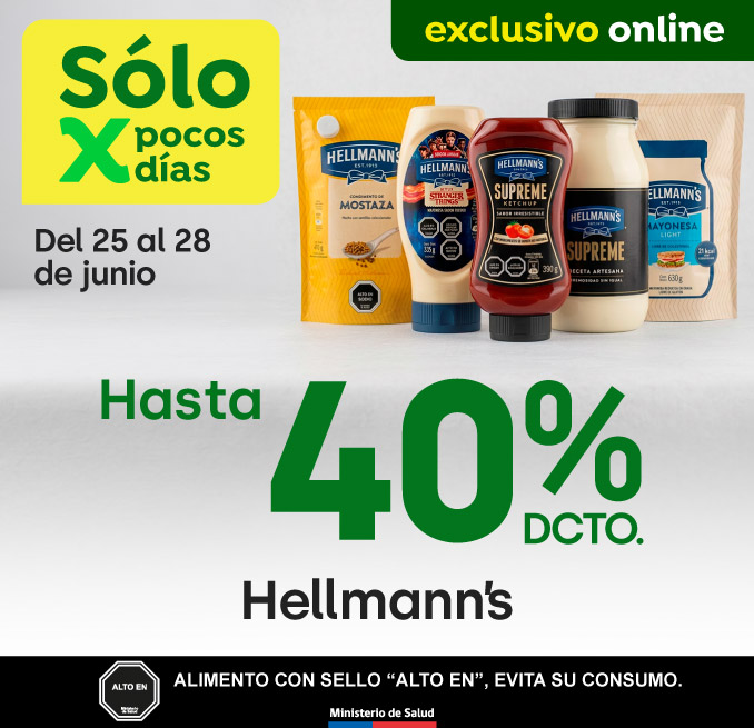 Bombazo excl ecomm - Hellmann's hasta 40% dcto. - 25-06-2026 al 28-06-2026