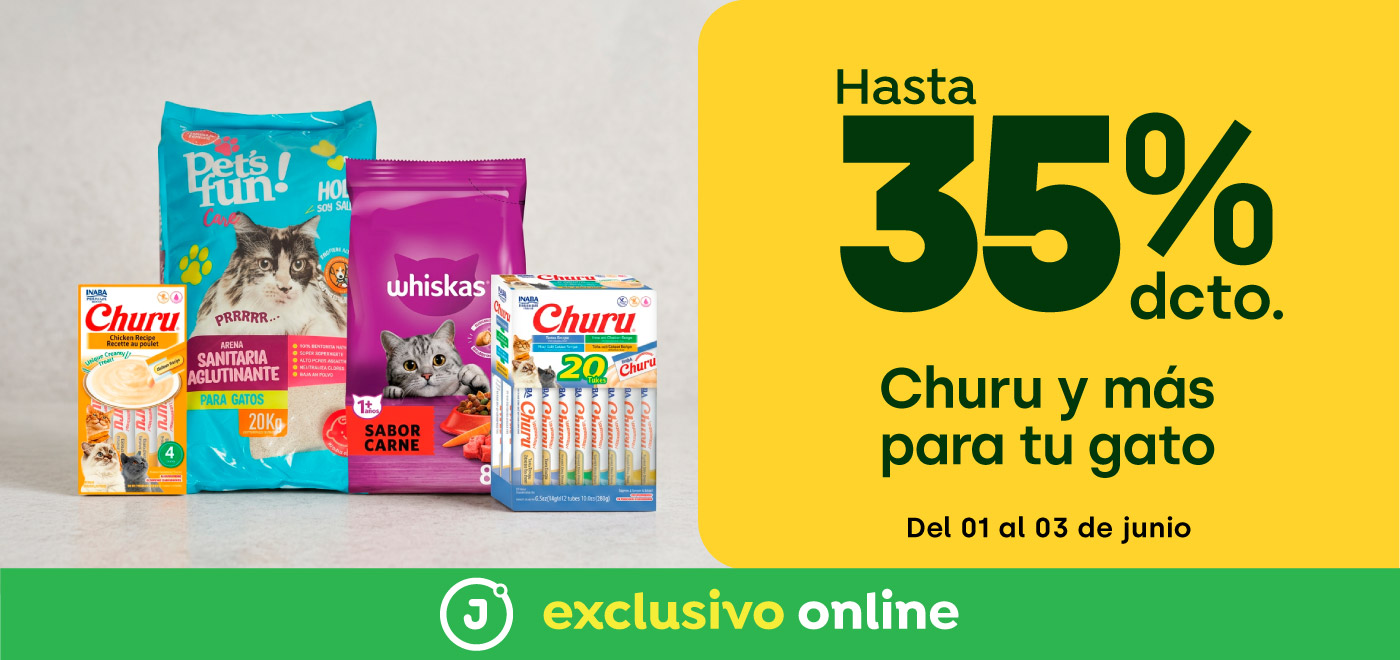 Cyber - CHURU Y MÁS PARA TU GATO HASTA 35% DCTO - 01-06-yyyy al 03-06-yyyy