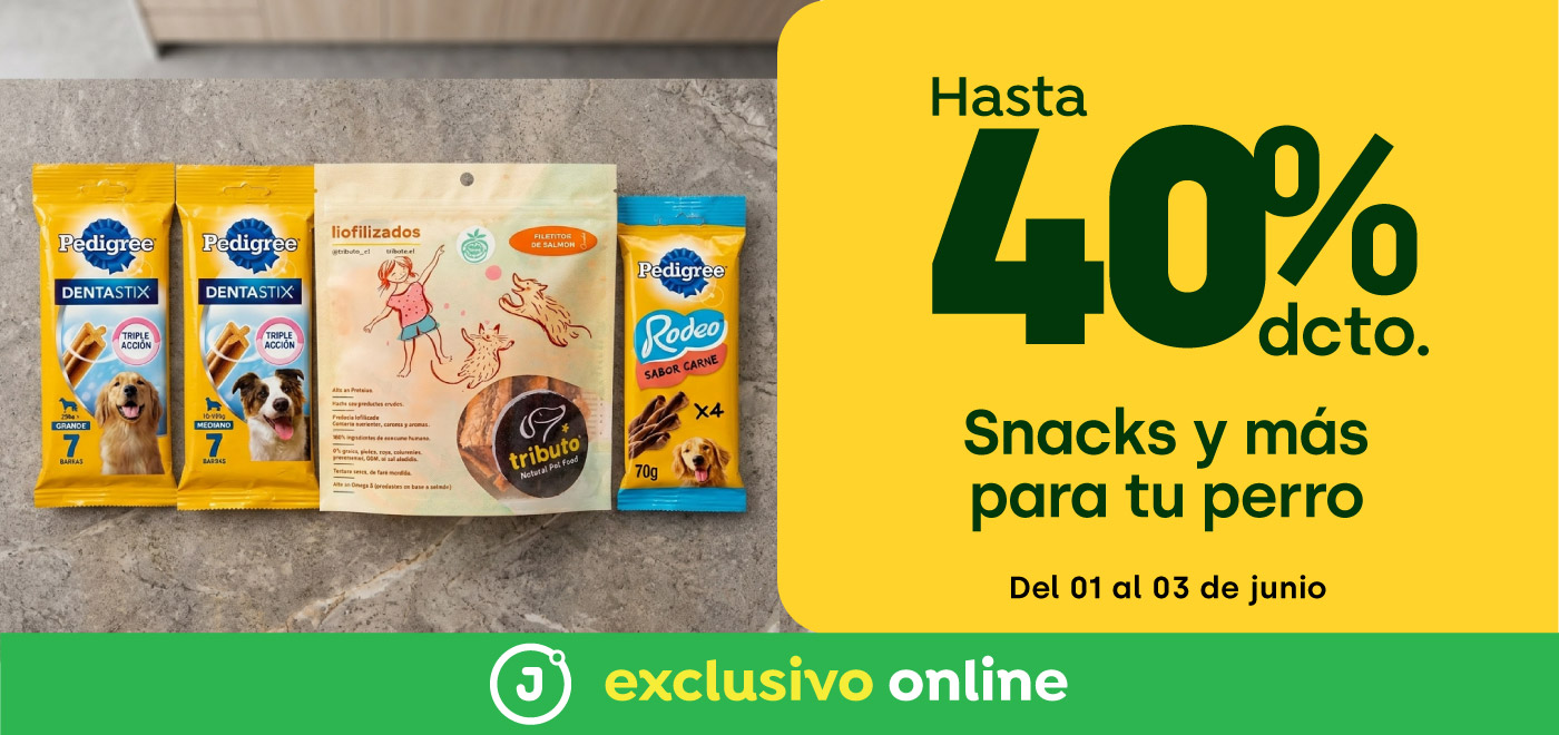 Cyber - SNACKS Y MÁS PARA TU PERRO HASTA 40% DCTO - 01-06-yyyy al 03-06-yyyy