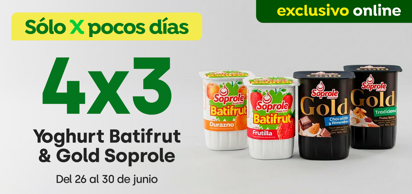 Bombazo excl ecomm - Soprole - 4X3 Yoghurt Batifrut & Gold - 26-06-2026 al 30-06-2026
