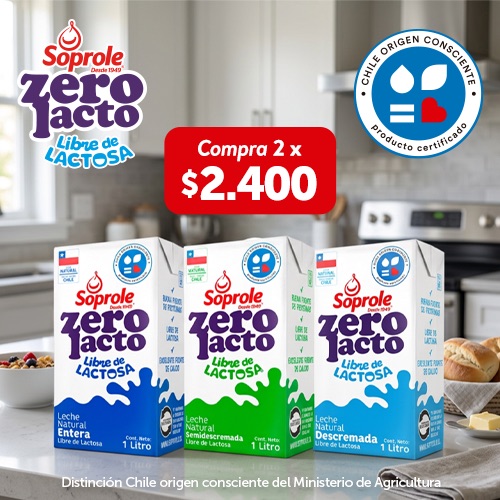 2x $2.400 Leche Zerolacto 1L