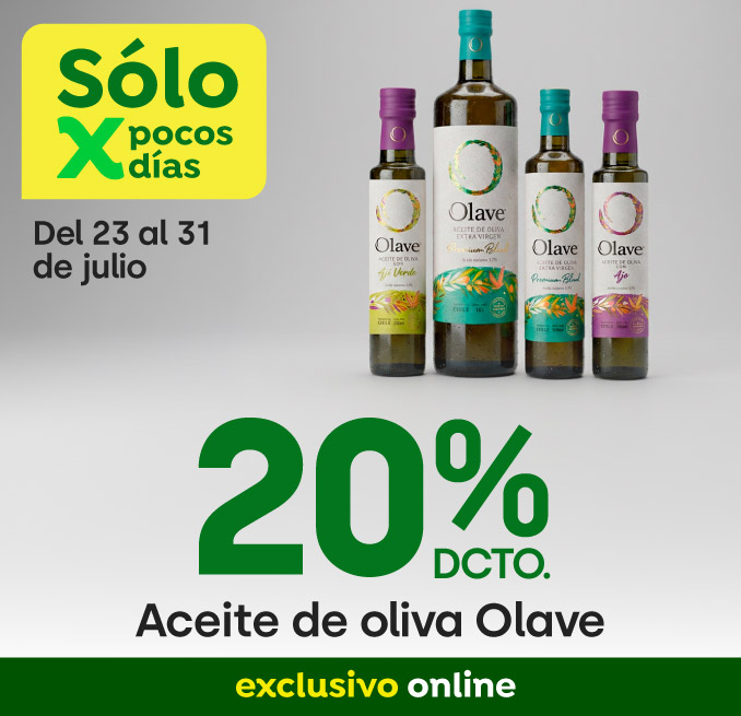 Bombazo excl ecomm - ACEITE DE OLIVA OLAVE 20% DCTO - 24-07-2026 al 31-07-2026